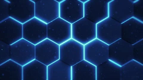 Blue Shining 3D Extruded Hexagons Background Stock Footage 347288785