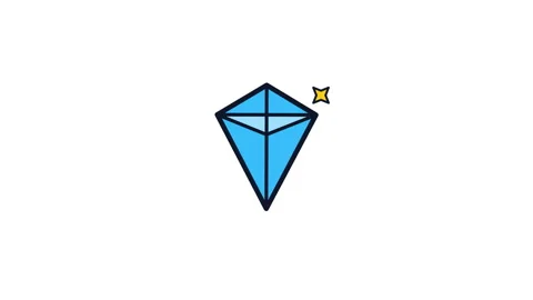 Blue shining diamond gem icons on solid white background Stock Footage 346873930