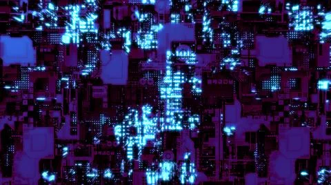 Blue shining technologic cyber punk high tech bg - abstract 3D rendering 스톡 일러스트