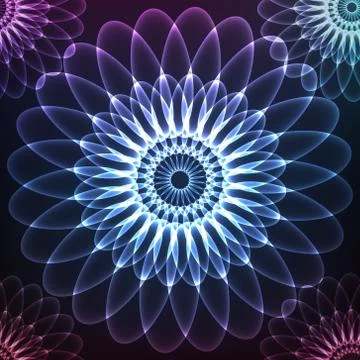 Blue shining vector cosmic flower Illustrazione stock