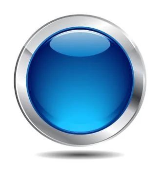 Blue Shiny Button Icon, Vector Design Stock Illustration