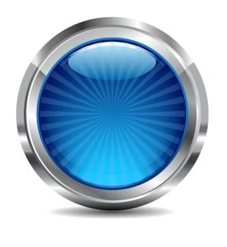 Blue Shiny Button Icon, Vector Design Stock Illustration