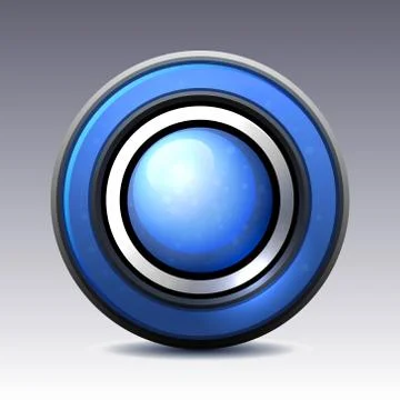Blue shiny button with metallic elements Stock Illustration