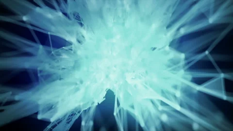 Blue Shiny Explosion System Low Poly Plexus System Loop Motion Abstraction Stock Footage 117716771