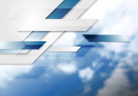 Blue shiny hi-tech background and cloudy sky Blue shiny hi-tech background... Foto stock