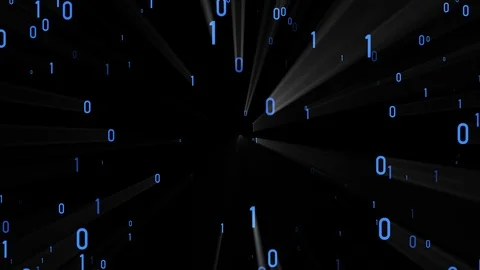 Blue shiny light binary code random floating in space animation background new Stock Footage 113502277