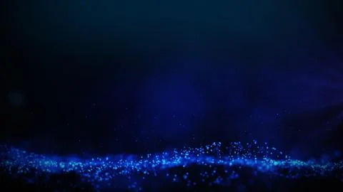 Blue shiny particles wave dark gradient backround Stock Illustration
