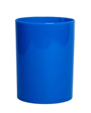 Blue shiny Plastic cup for pencil - Stock Image Foto stock