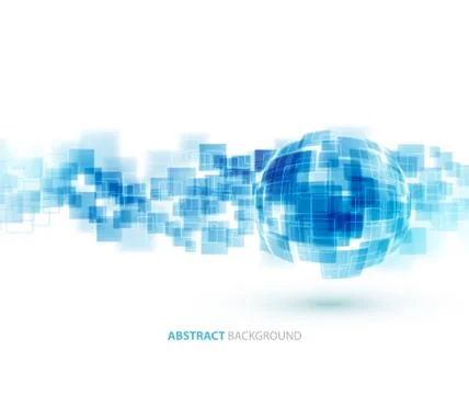 Blue shiny squares technical background. Vector Illustrazione stock