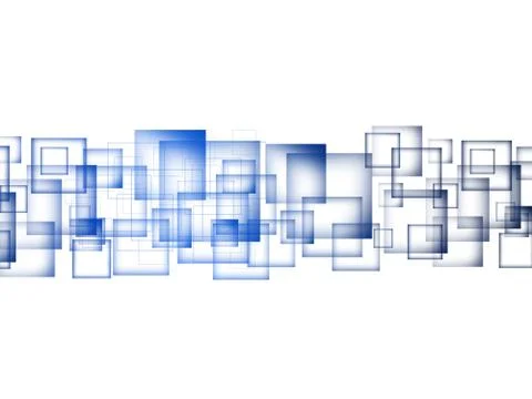 Blue shiny squares technical background. Illustrazione stock