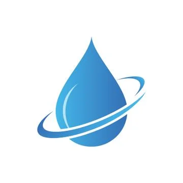Blue shiny water drop vector illustration isolated on the white background. Stock Illustration