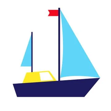 Blue ship flat illustration on white Stock Illustration