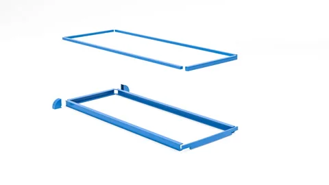 Blue Shipping Cargo Container Twenty feet. Transforming and assembling on camera Stock Footage 87455655