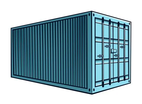 Blue Shipping Container With Bars Stock Illustration