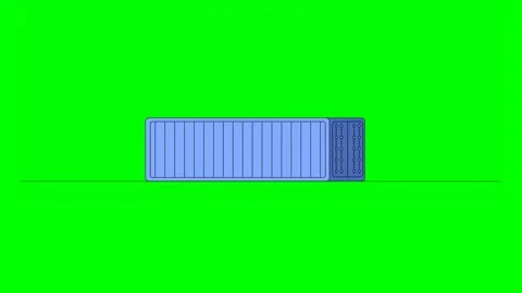 Blue Shipping Container Placed on Flat Surface for Demonstration on Green B.. Vidéo 333372656