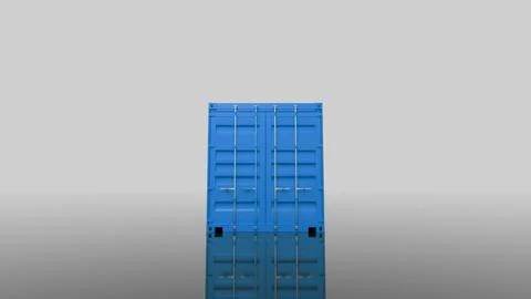 Blue shipping container reflecting on gray background Illustrazione stock