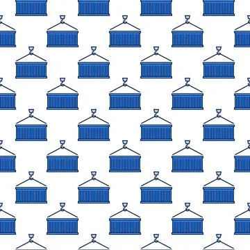 Blue Shipping Container vector Delivery modern seamless pattern Illustrazione stock