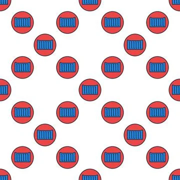 Blue Shipping Container vector round seamless pattern - colored cute backgrou Stock Illustration