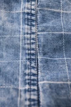Blue Shirt Button Area Stretch  Grid Pattern Fabric with Horizontal and Ver.. Stock Photos