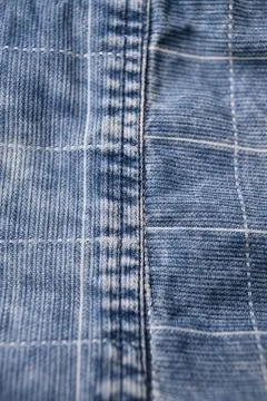 Blue Shirt Button Area Stretch  Grid Pattern Fabric with Horizontal and Ver.. Stock Photos