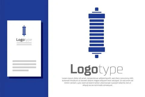 Blue Shock absorber icon isolated on white background. Logo design template Stock Illustration