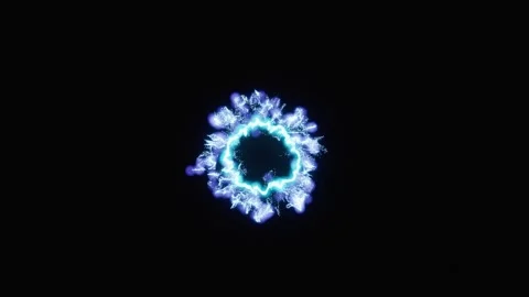 Blue shock wave explosion design element in motion on black Stock Footage 304364348