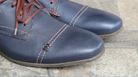 Blue shoes for men Stock Footage 106352777