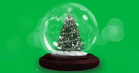 Blue shooting star animates over snowy Christmas tree in globe, celebrating Stock Footage 325420284