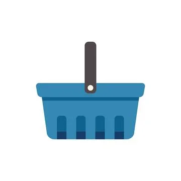 Blue shopping basket with handle representing online commerce and retail Illustration