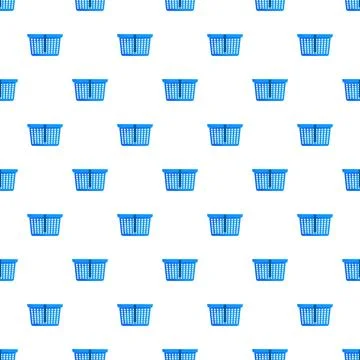 Blue shopping basket pattern on white background Illustration