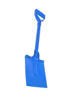 Blue shovel under the white background Stock Photos