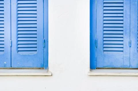 Blue shutters Stock Photos