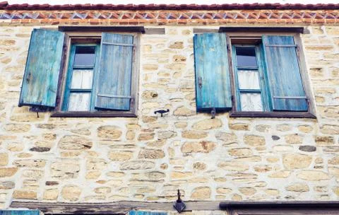 Blue shutters Stock Photos