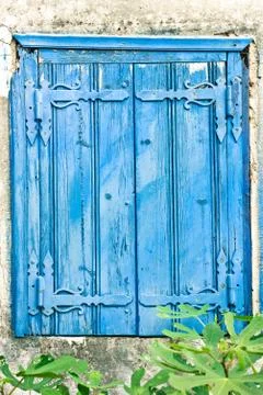 Blue shutters Foto stock