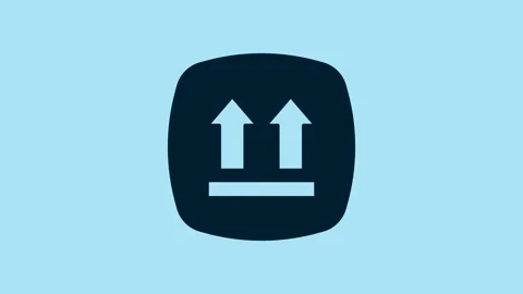 Blue This side up icon isolated on blue background. Two arrows indicating top Stock Footage 230960738