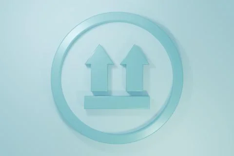 Blue This side up icon isolated on blue background. Two arrows indicating t.. Stock Illustration