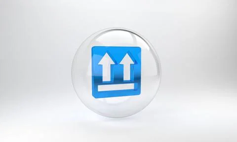 Blue This side up icon isolated on grey background. Two arrows indicating top Stock Illustration