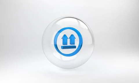 Blue This side up icon isolated on grey background. Two arrows indicating top Stock Illustration