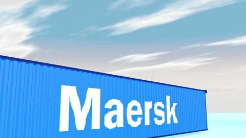 Blue side loader stacking Maersk Line containers in the depot stacking area Stock Footage 303158138