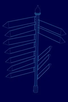 Blue sign with a arrow pointing to the right. The sign is a street sign with a Stock Illustration