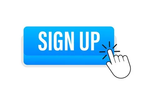 Blue sign up button in modern style. Business vector icon. Arrow icon. Illustrazione stock