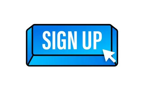 Blue sign up button in modern style. Business vector icon. Arrow icon. 스톡 일러스트