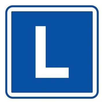 Blue Sign Driving Lesson. Vector Icon. Square Road Sign. L Sign Indicates N.. Stock Illustration