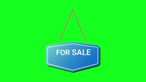 Blue sign hangs, suspended by thin rope Stock Footage 346377412