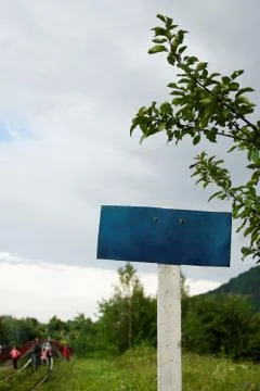 Blue sign plate as a safety concept. Stock Photos