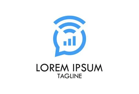 Blue Signal Chat Technology App Logo Icon Design	 Stock Illustration