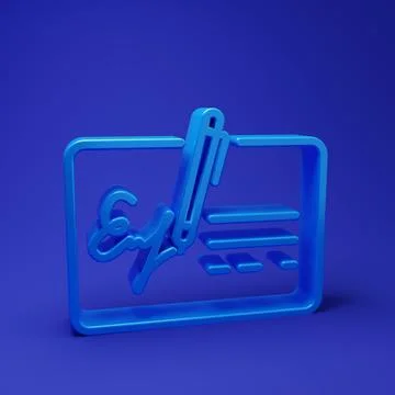 Blue Signed document line icon isolated on blue background. Pen signing a c.. Stock Illustration