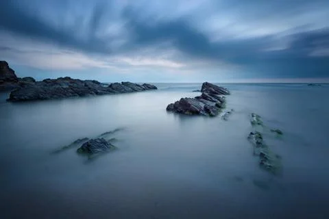 Blue silence at the beach Stock Photos