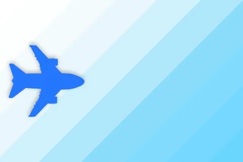 Blue silhouette of plane on blue gradient background with copy space. Travel, Stock Illustration