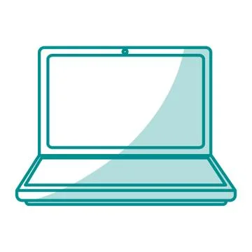 Blue silhouette shading laptop computer tech device イラスト素材